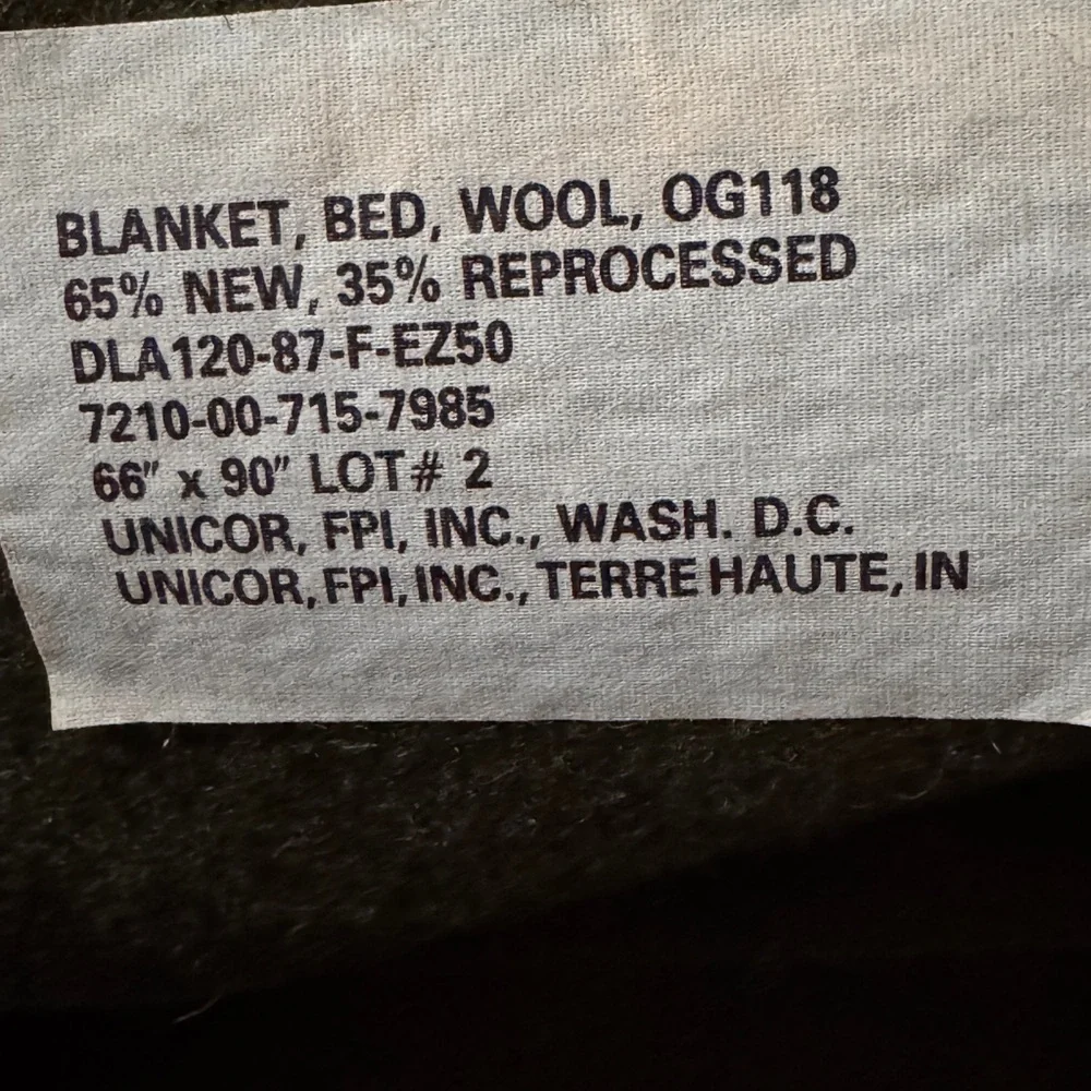 Unicor green Wool Bed military Blanket 66x90
